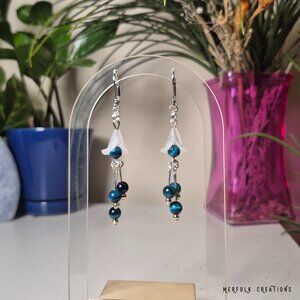 Handmade Blue Tiger Eye Berry Earrings